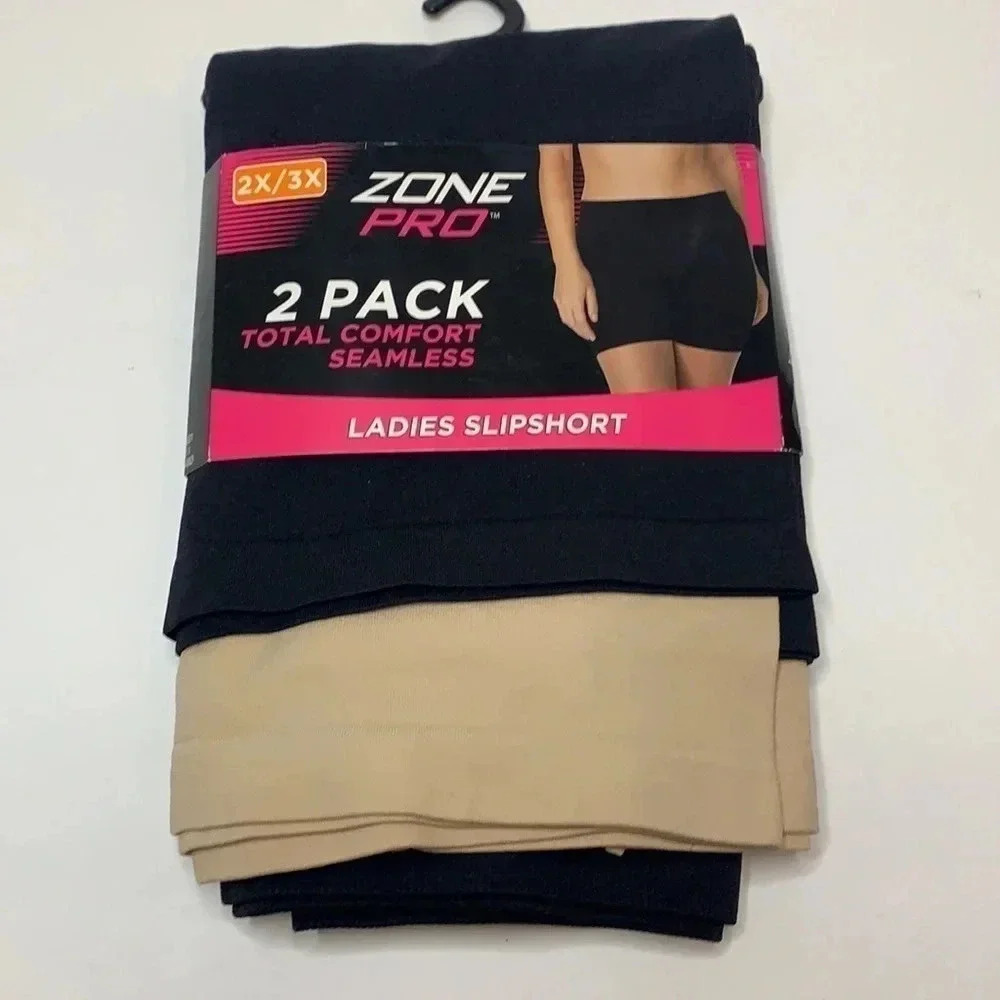 Zone Pro Plus Size Seamless Shape-wear SlipShorts 2 Pack Black, & Tan Sz 3X NWT